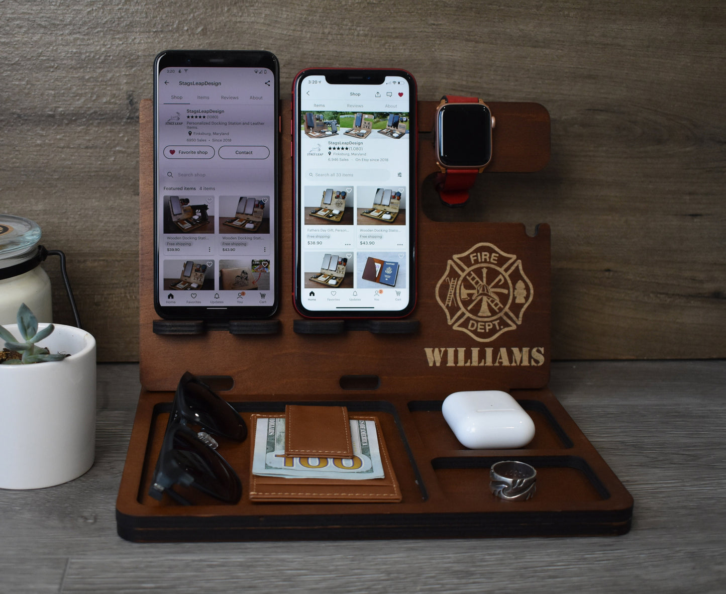 Wooden Docking Station for 2 Phones - SL09