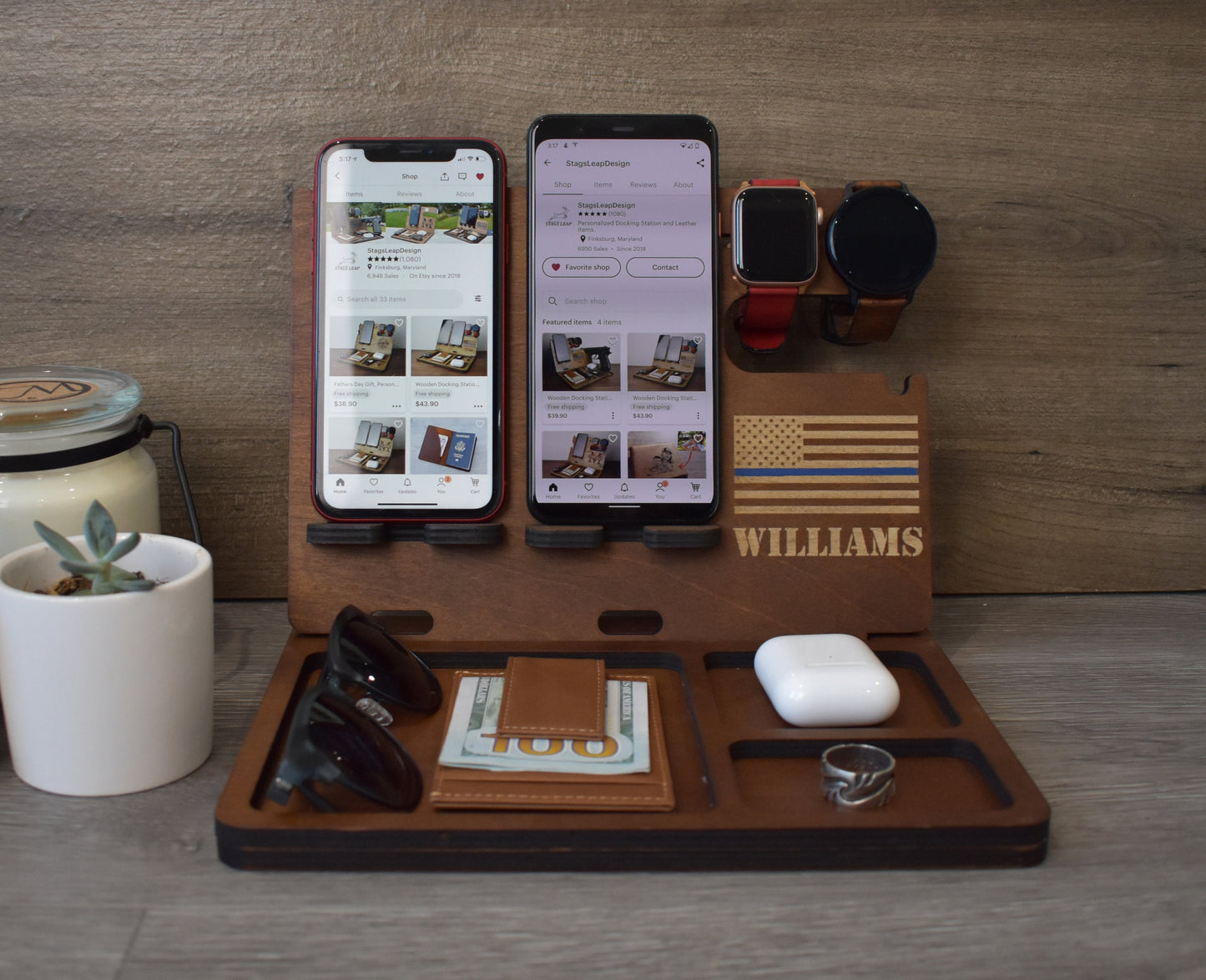 Wooden Docking Station for 2 Phones - SL09