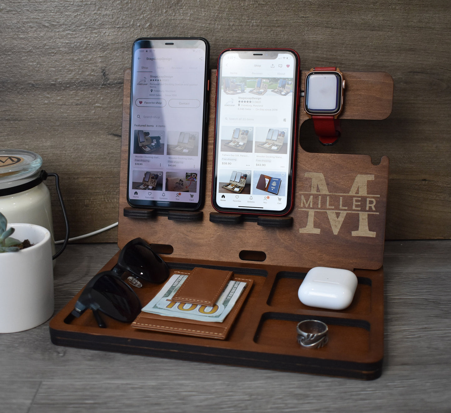 Wooden Docking Station for 2 Phones - SL10