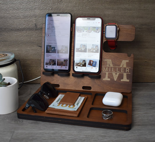 Wooden Docking Station for 2 Phones - SL10