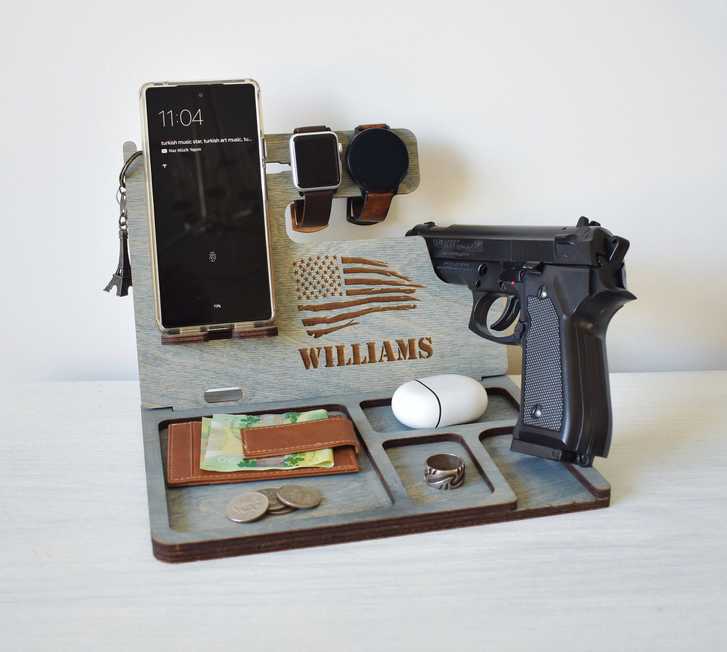 Wooden Docking Station with Gun Holder - SL01