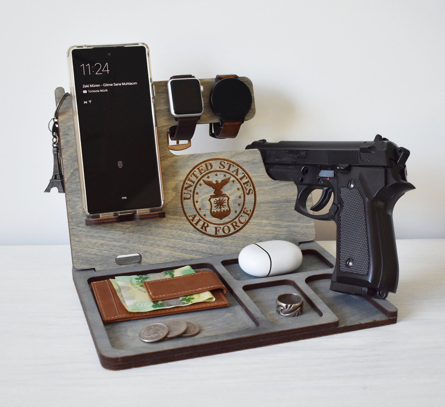 Wooden Docking Station with Gun Holder - SL01