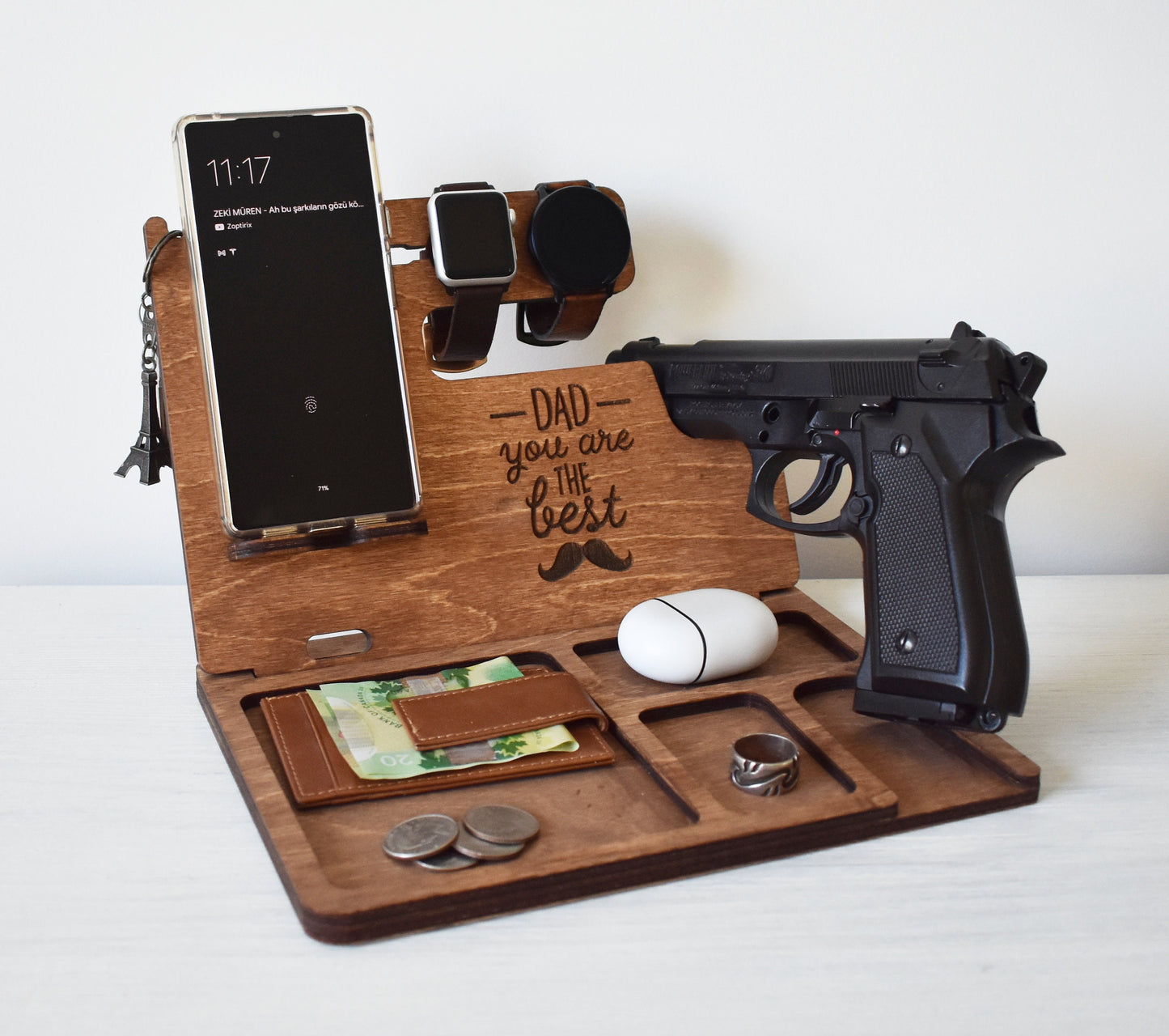 Wooden Docking Station with Gun Holder - SL01