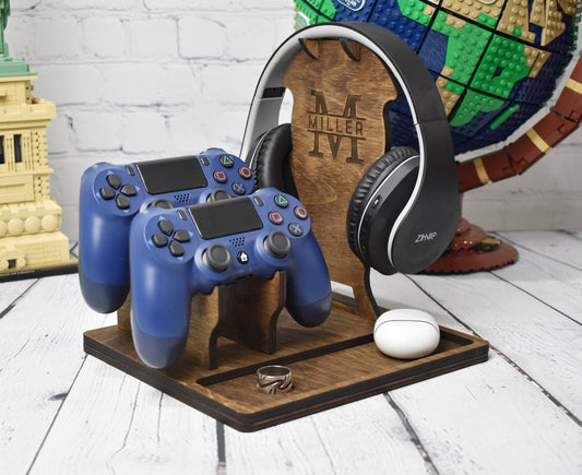 Wooden Headphones and Controller Stand - DK01