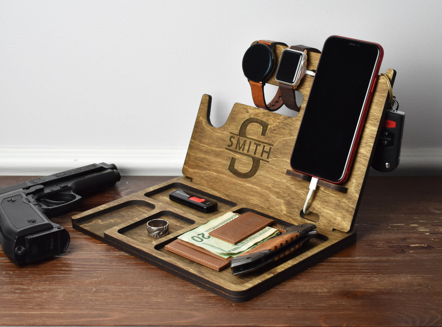 Personalized Phone Charging Station with Gun Holder - GS04