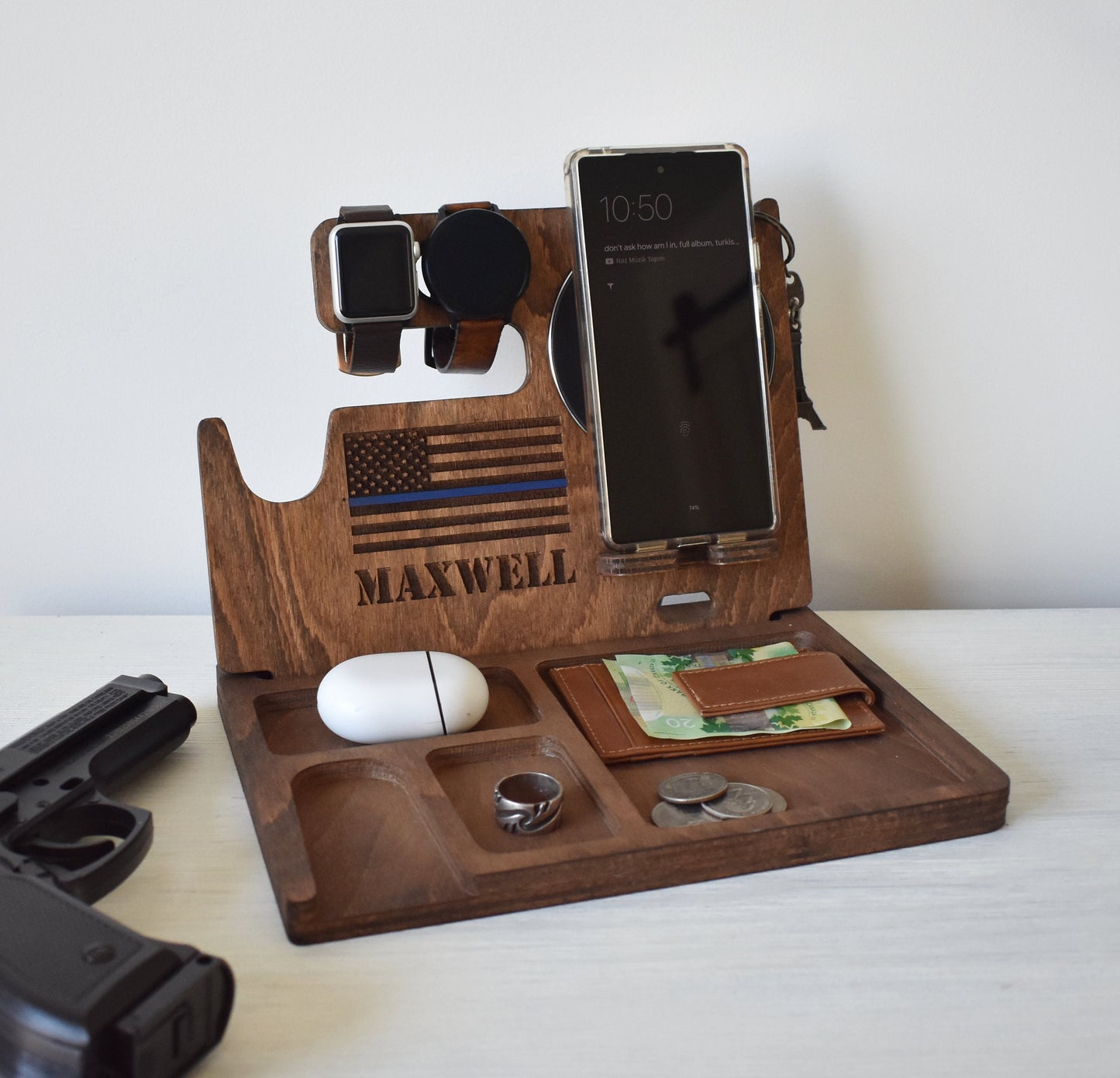 Wireless Phone Charging Station with Gun Holder - DK03