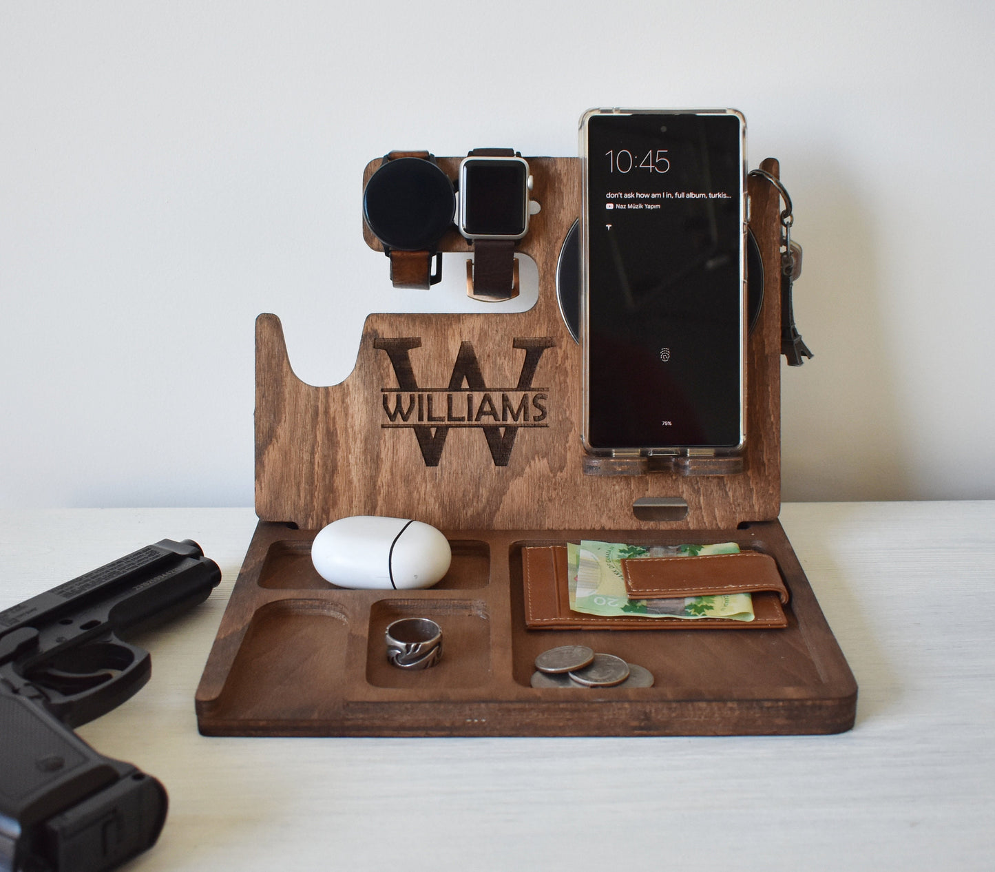 Wireless Phone Charging Station with Gun Holder - DK03