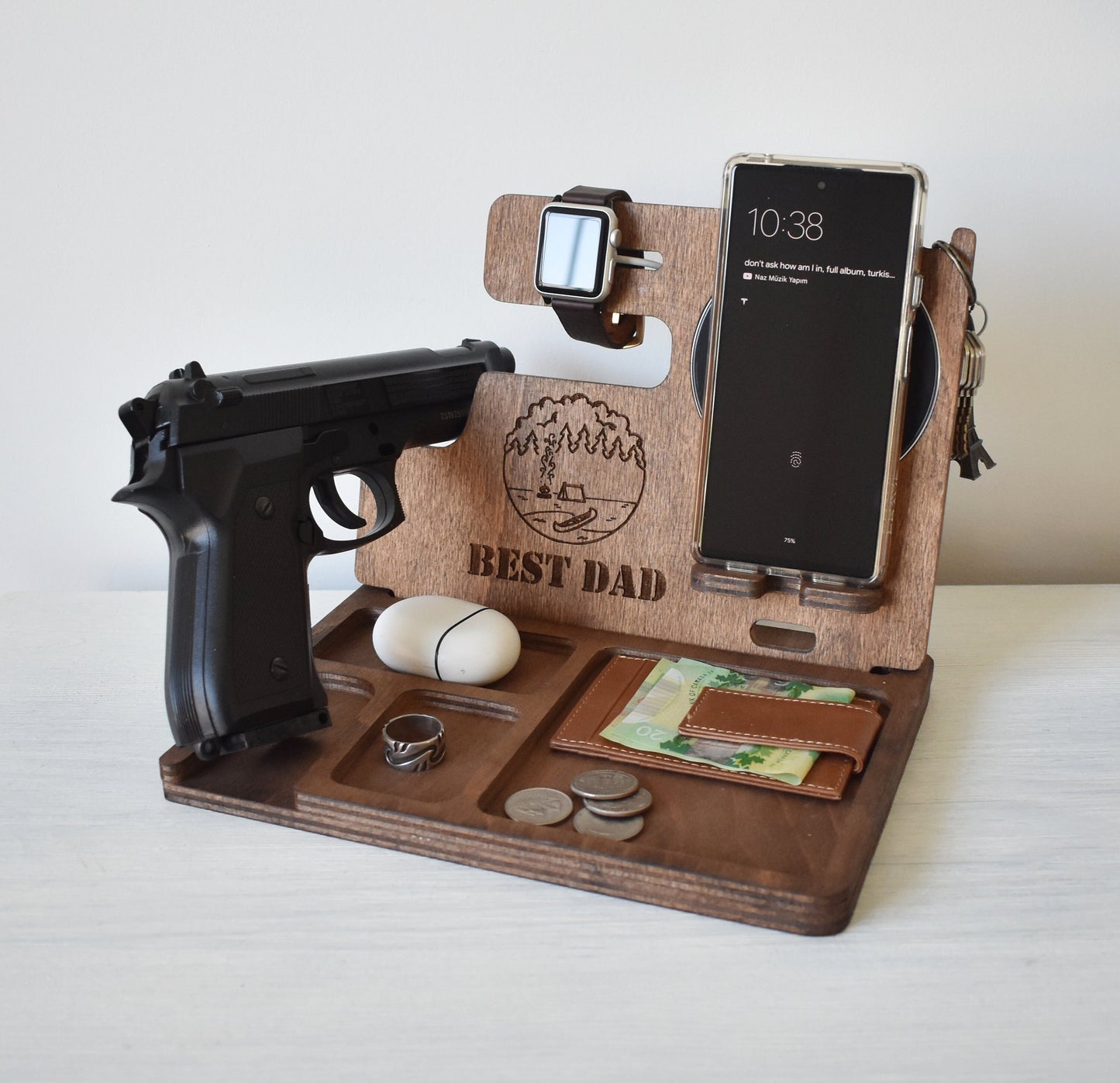 Wireless Phone Charging Station with Gun Holder - DK03