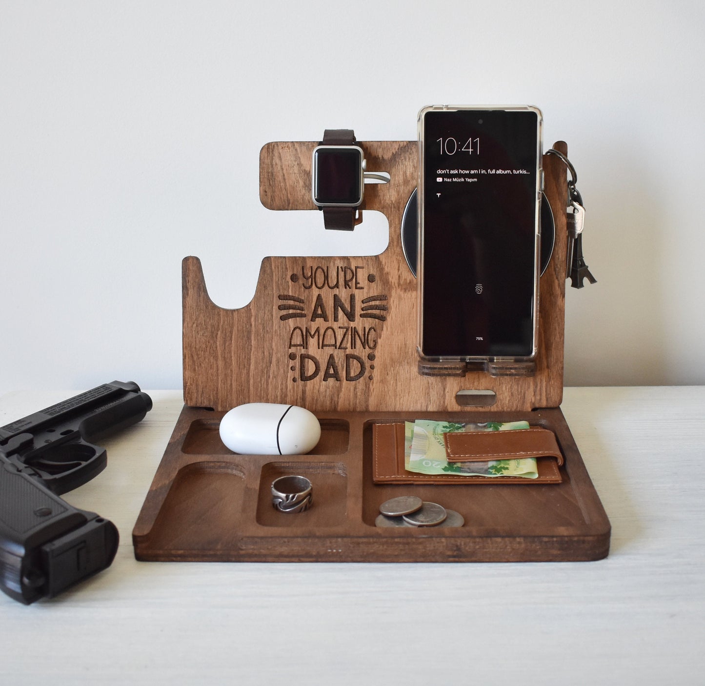 Wireless Phone Charging Station with Gun Holder - DK03