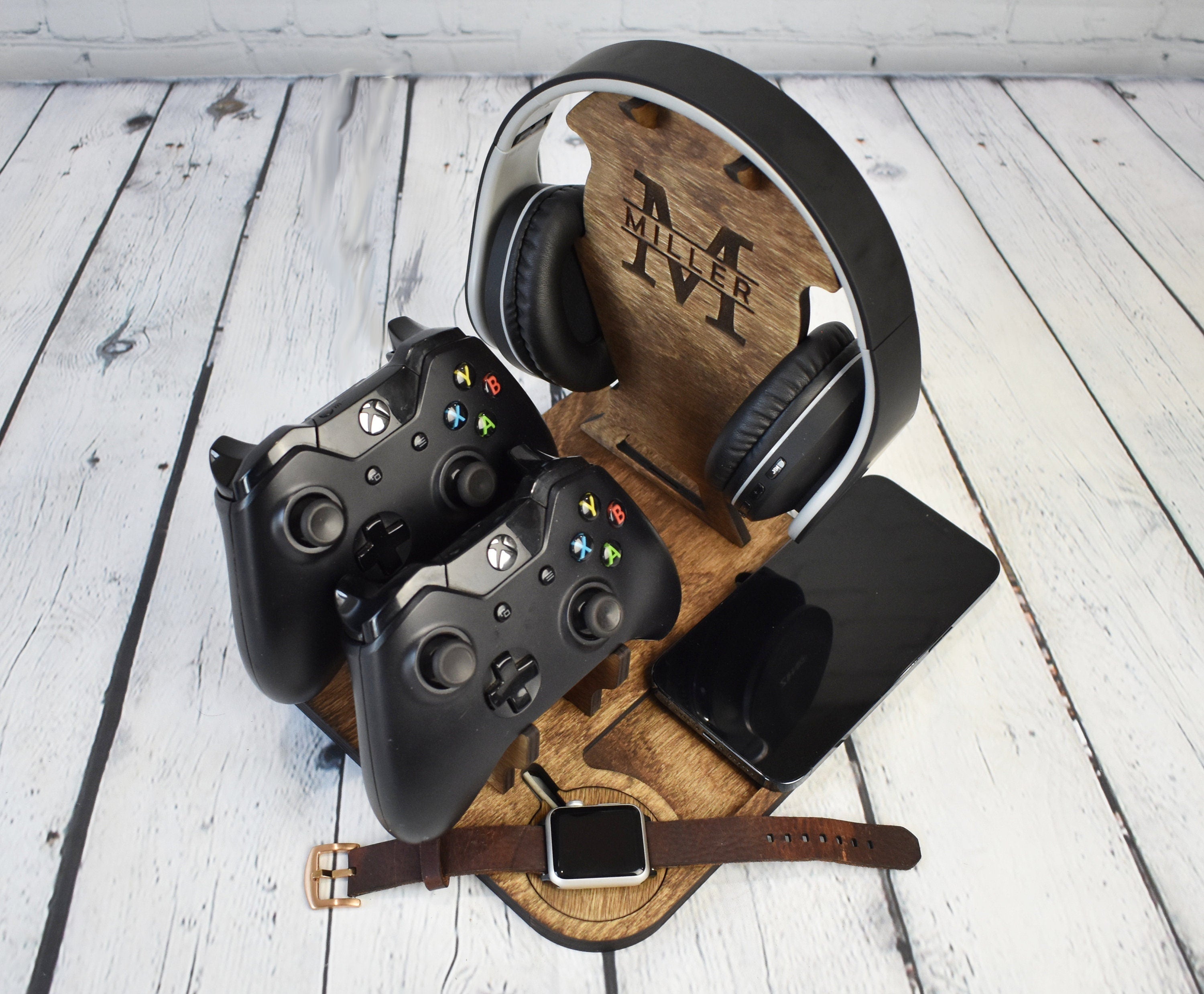 Wooden controller and online headset stand