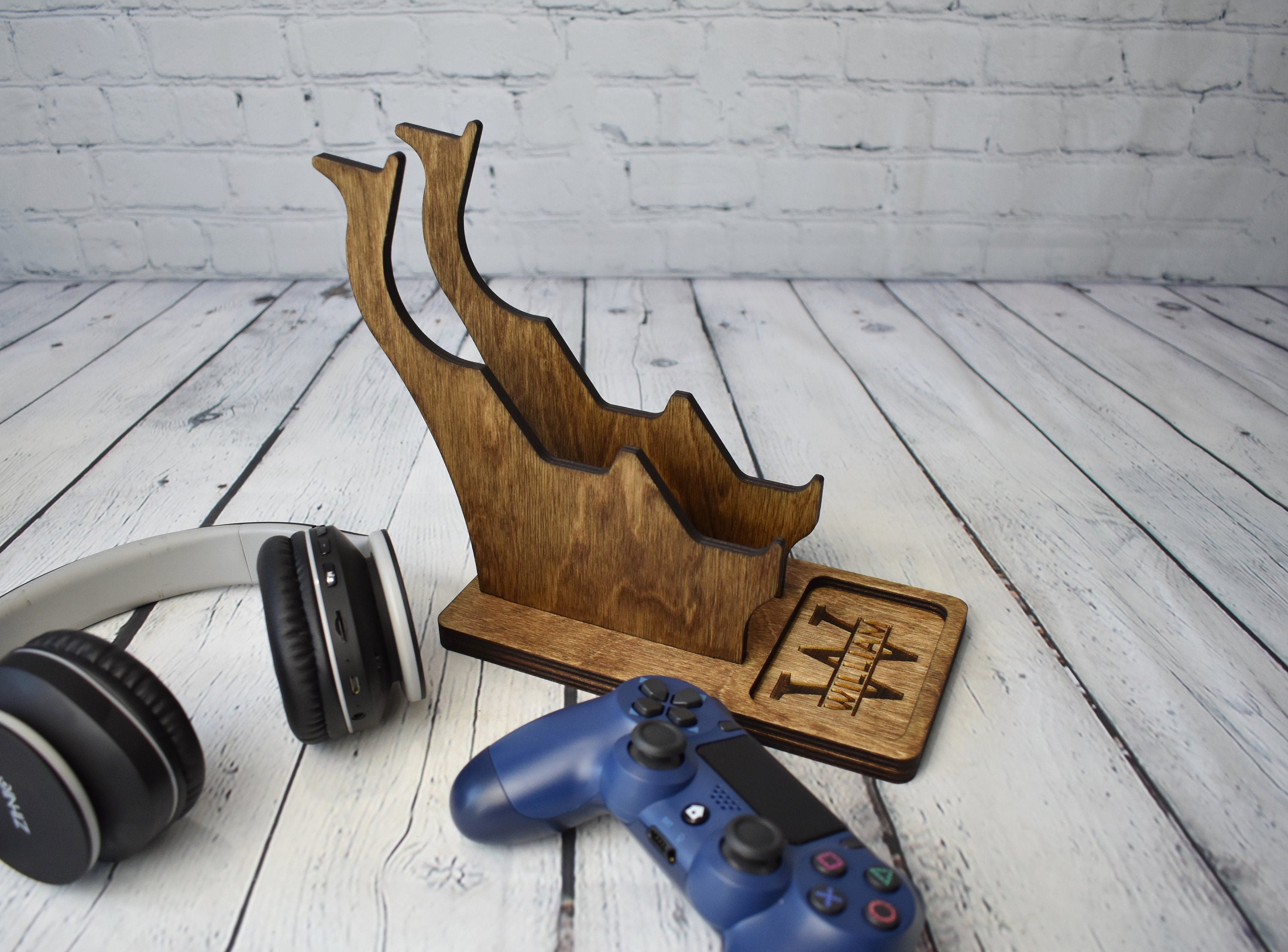 Wooden controller and online headset stand